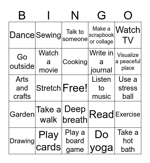 COPING SKILLS Bingo Card