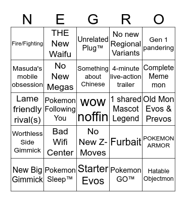 Pokemon SWSH Direct Bingo Card