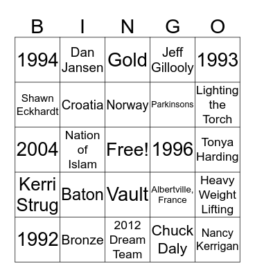 Olympic Moments of the 90's Bingo Card