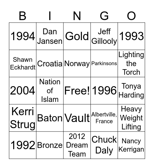 Olympic Moments of the 90's Bingo Card