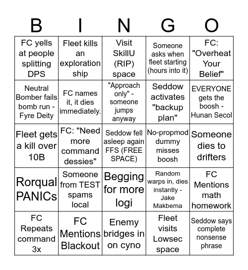 Goku Bingo (EVEMail Ikuorai for suggestions) Bingo Card