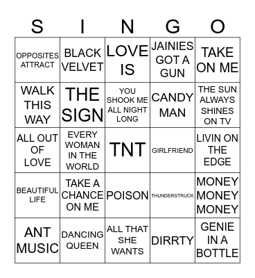 365 ARTISTS STARTING WITH THE LETTER A Bingo Card