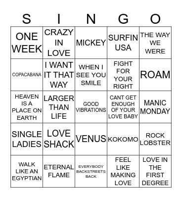 366 ARTISTS STARTING WITH THE LETTER B Bingo Card