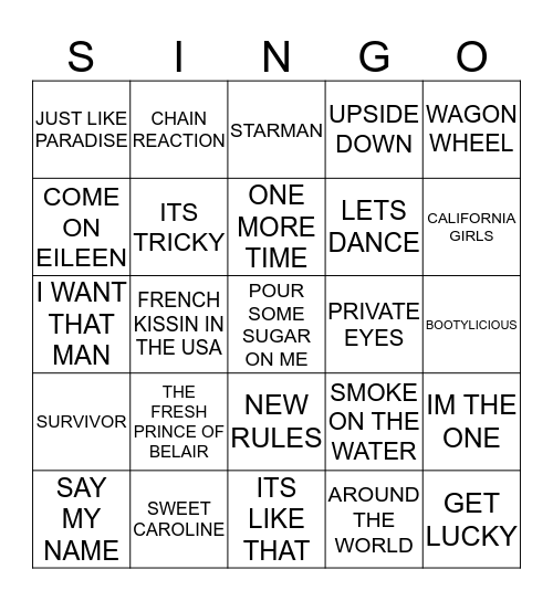 368 ARTISTS STARTING WITH THE LETTER D Bingo Card