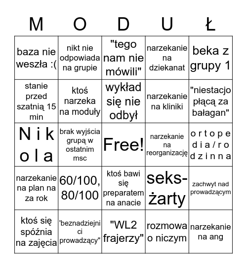 Grupa 2 BINGO Card