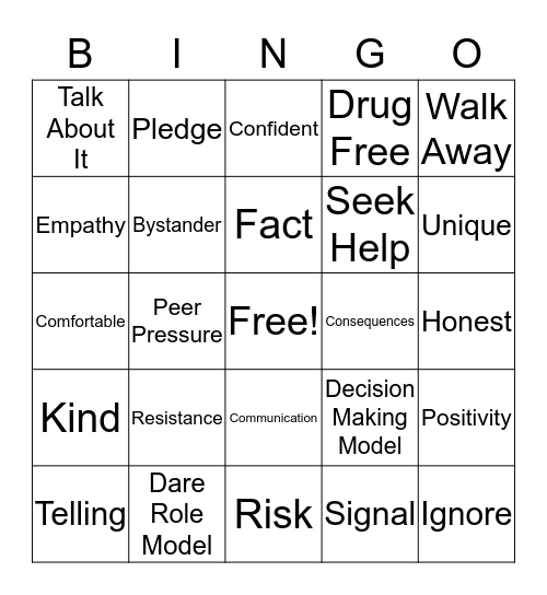 Dare Bingo Card