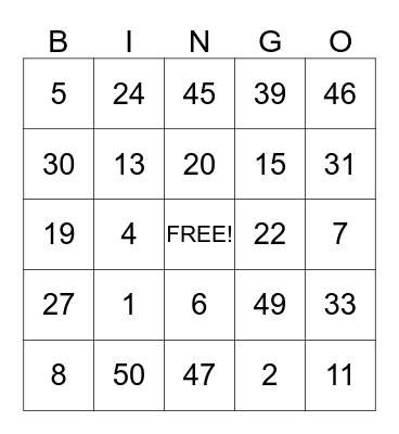 Senior Citizen Day Bingo Card