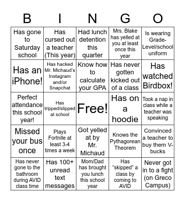 GRECO 18/19 WE SURVIVED! Bingo Card