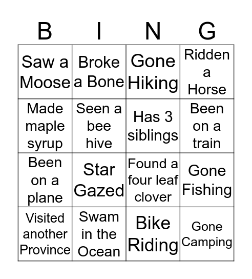Survivor Bingo Card