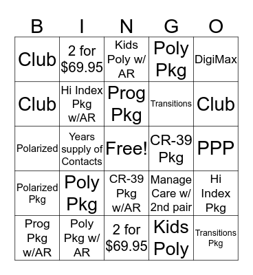 Last Chance Bingo Card