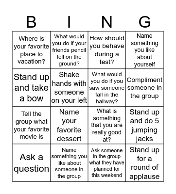 Social Bingo Card