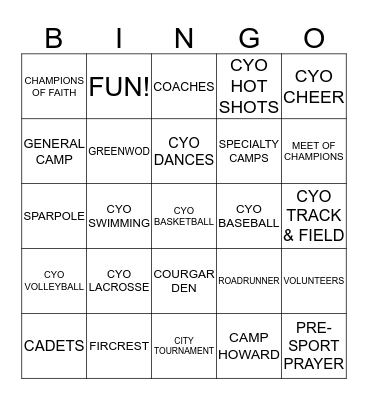 APPRECIATION DINNER 2019 - THANK YOU Bingo Card