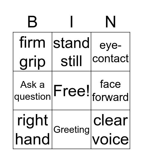 How To Be a Great Greeter Bingo Card