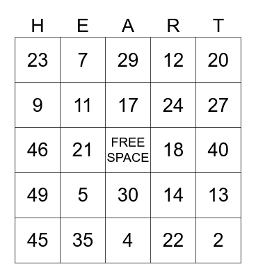 Valentine's Day BINGO Card