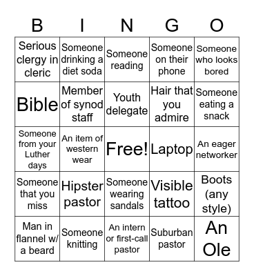 SEMN Synod Assembly BINGO! Bingo Card