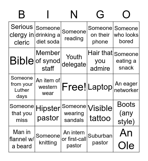 SEMN Synod Assembly BINGO! Bingo Card