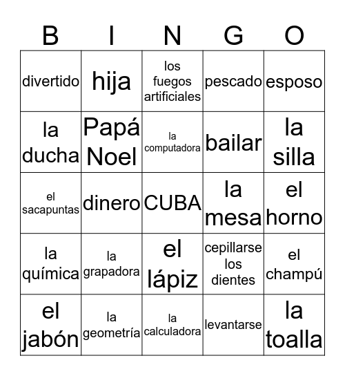 CUBA BINGO Card