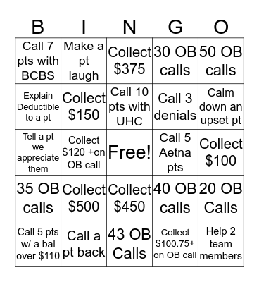 COLLECTION$ Bingo Card