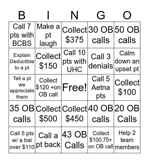 COLLECTION$ Bingo Card
