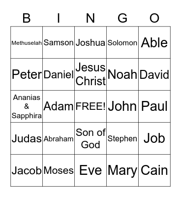 Bible History Bingo Card
