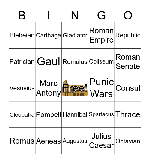 Early Roman Empire Bingo Card