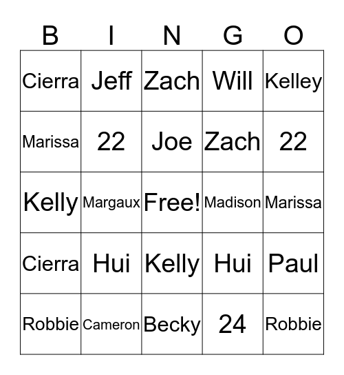 GBIG Bingo Card