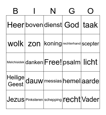 Hemelvaart Bingo Card