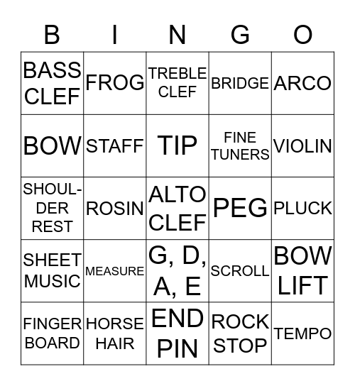 THE STRING FAMILY Bingo Card