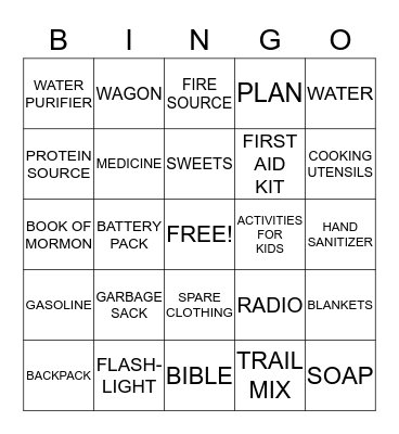 Preparedness BINGO Card