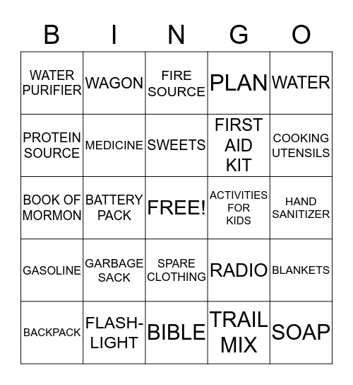 Preparedness BINGO Card