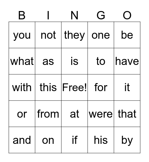 sight-words-quarter-1-bingo-card