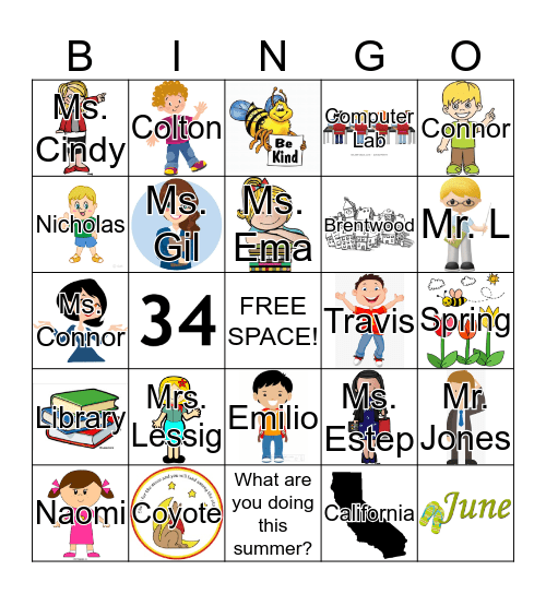 Rm 34 Bingo Card