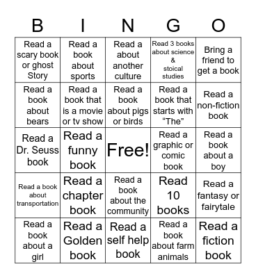 Book It! Bingo Card