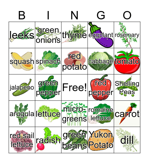 Edible Courtyard Bingo Card