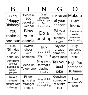 Birthday Bingo Card