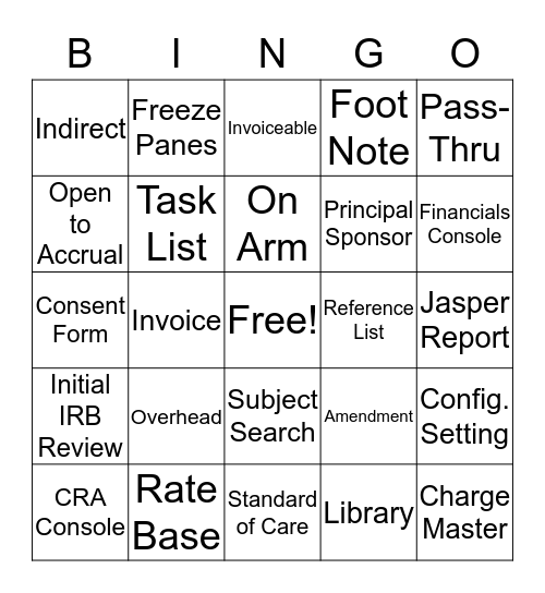 OnCore Bingo Card