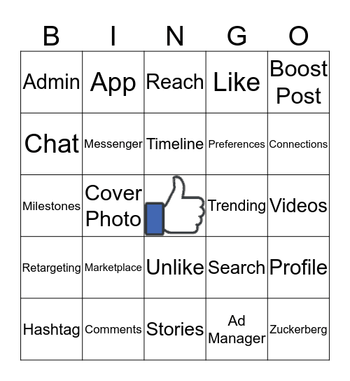 Facebook Bingo Card