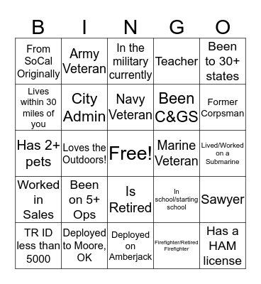 TR Bingo! Bingo Card