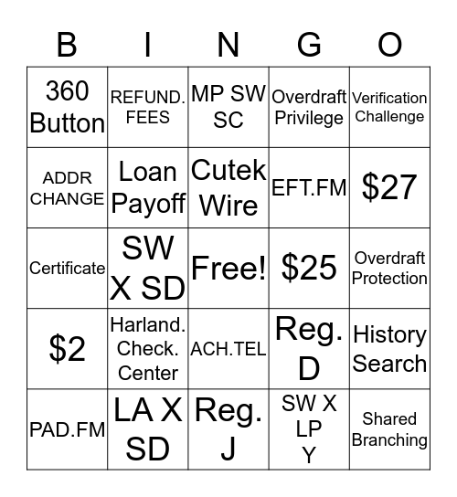 Skill 1 Bingo Card