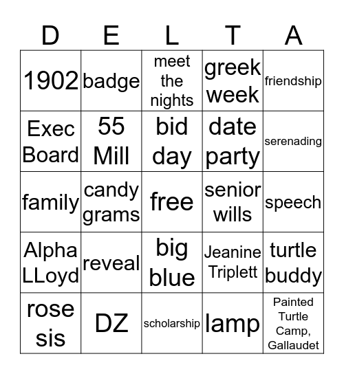 DZ bingo Card