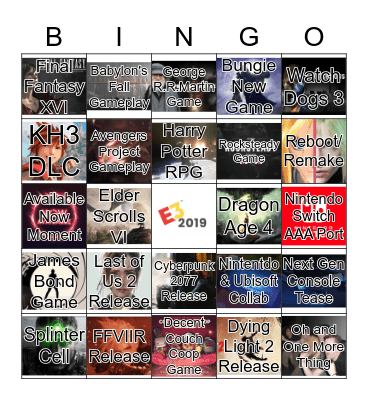 E3 2019 Predictions Bingo Card