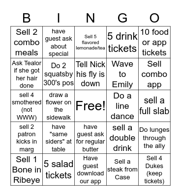 Wild West Wednesday Bingo Card