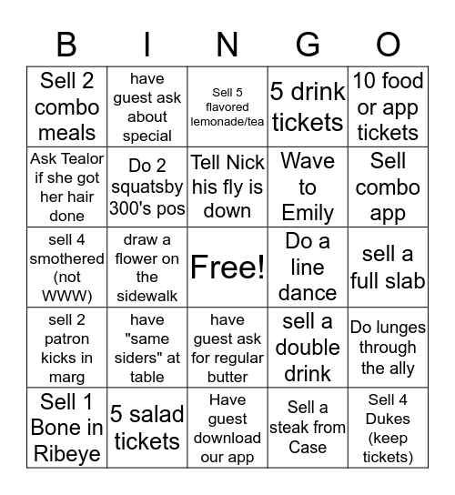 Wild West Wednesday Bingo Card