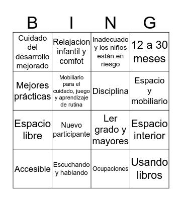 FCCERS BINGO Card