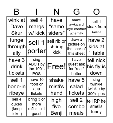 Wild West Wednesday Bingo Card