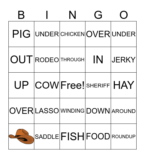 COWBOY BINGO Card