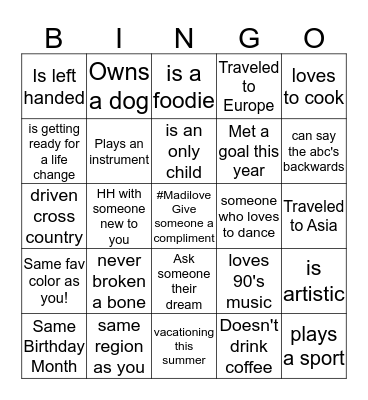 Spring Brunch Bingo Card