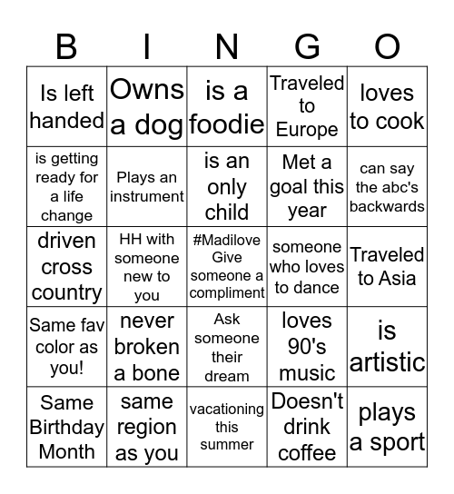 Spring Brunch Bingo Card