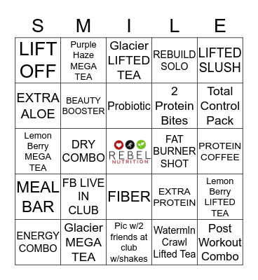 Summer Body Bingo at Rebel Nutrition Bingo Card