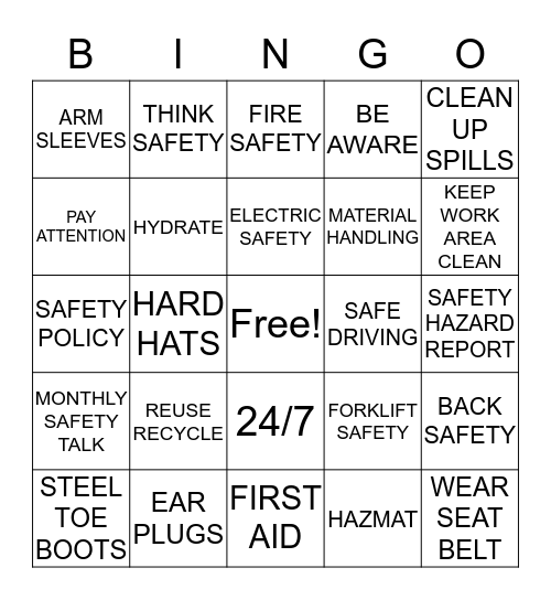 HEALTH N SAFETY "IT STARTS WITH ME" Bingo Card